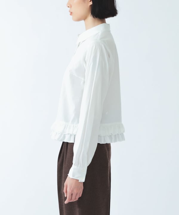 【+10%ポイントUP】フリルヘム レギュラーカラー シャツ