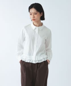 【+10%ポイントUP】フリルヘム レギュラーカラー シャツ