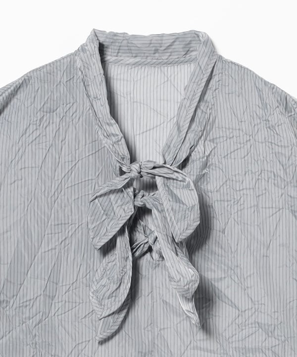 Striped Washer Ribbon Blouse