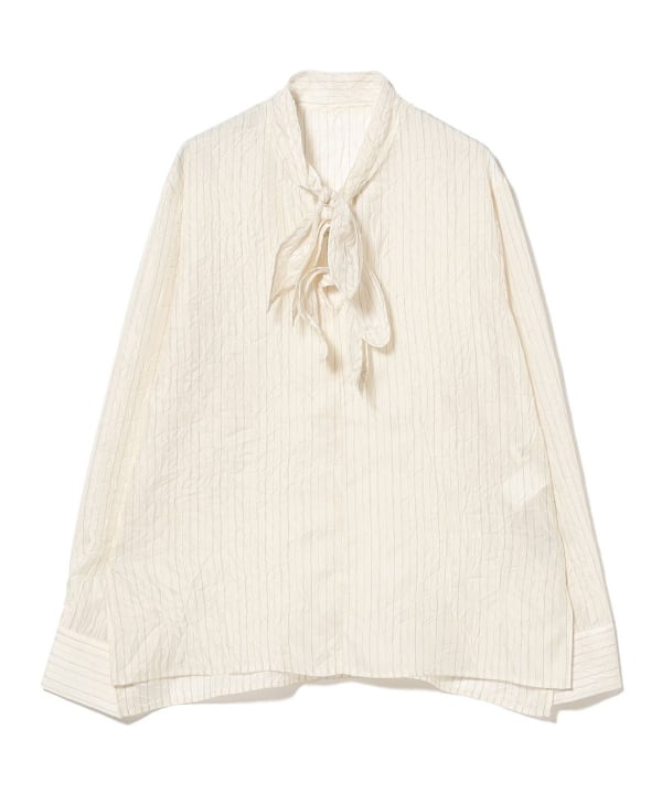 Striped Washer Ribbon Blouse