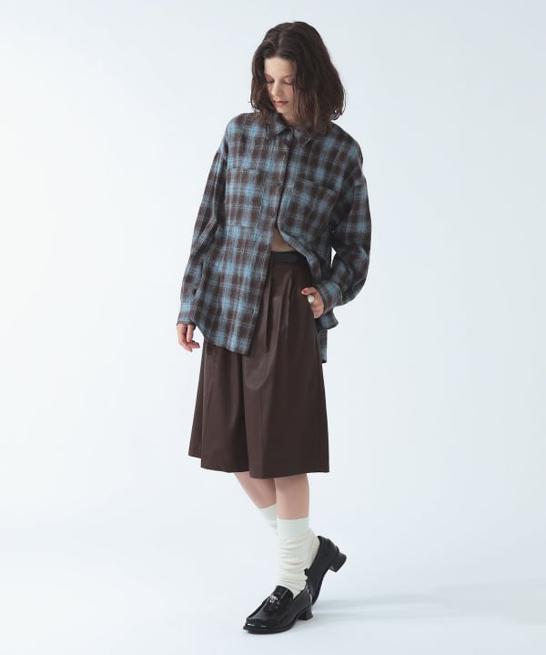 【+10%ポイントUP】ネル チェック スリット ビッグ シャツ