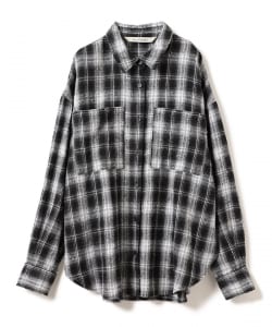 【+10%ポイントUP】ネル チェック スリット ビッグ シャツ