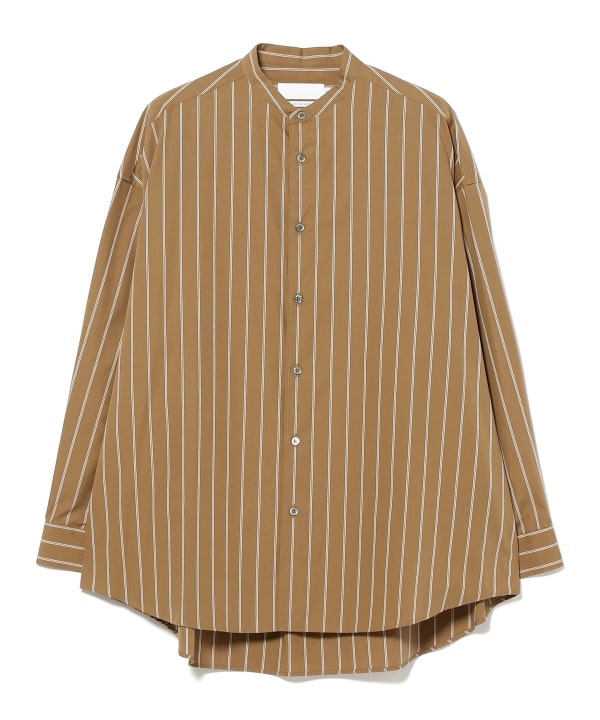 Graphpaper / SIDOGRAS Brown Stripe Oversized Band Collar Shirt