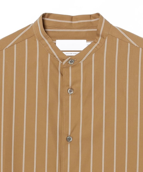 Graphpaper / SIDOGRAS Brown Stripe Oversized Band Collar Shirt