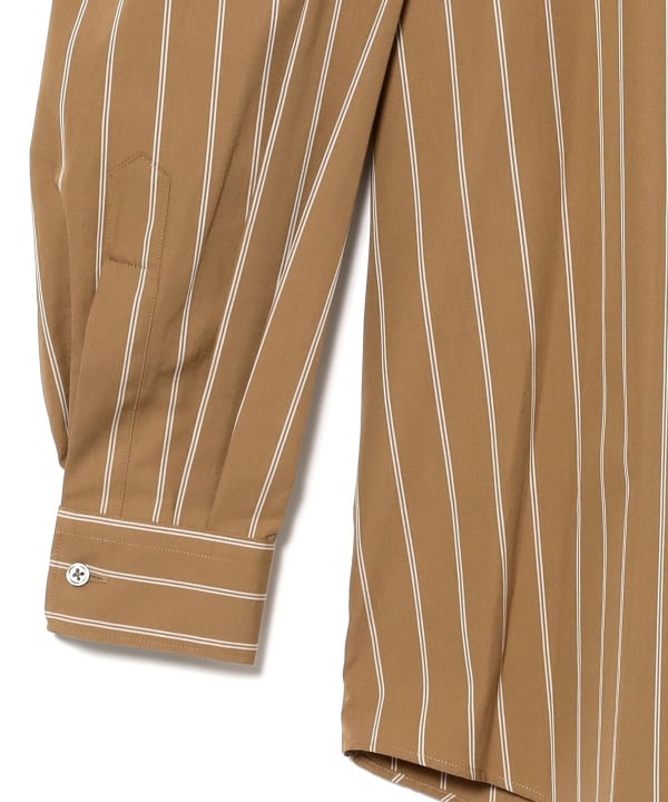 Graphpaper / SIDOGRAS Brown Stripe Oversized Band Collar Shirt