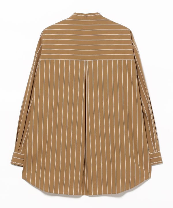 Graphpaper / SIDOGRAS Brown Stripe Oversized Band Collar Shirt