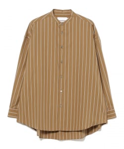 Graphpaper / SIDOGRAS Brown Stripe Oversized Band Collar Shirt