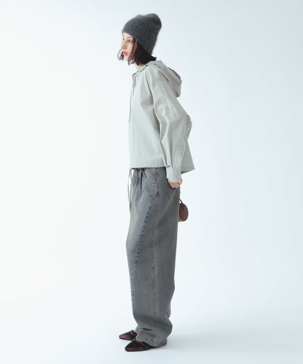 チェック フーディー シャツ
