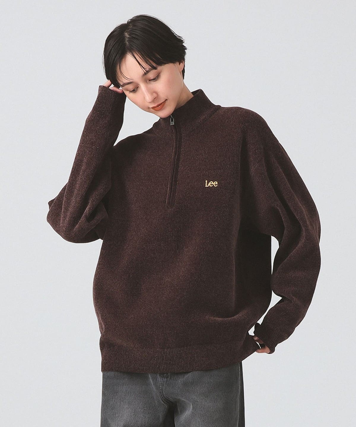 Lee リー / HALF ZIP SWEATER トップス WOMEN BROWN S Lee リー / HALF ZIP SWEATER トップス WOMEN BROWN S