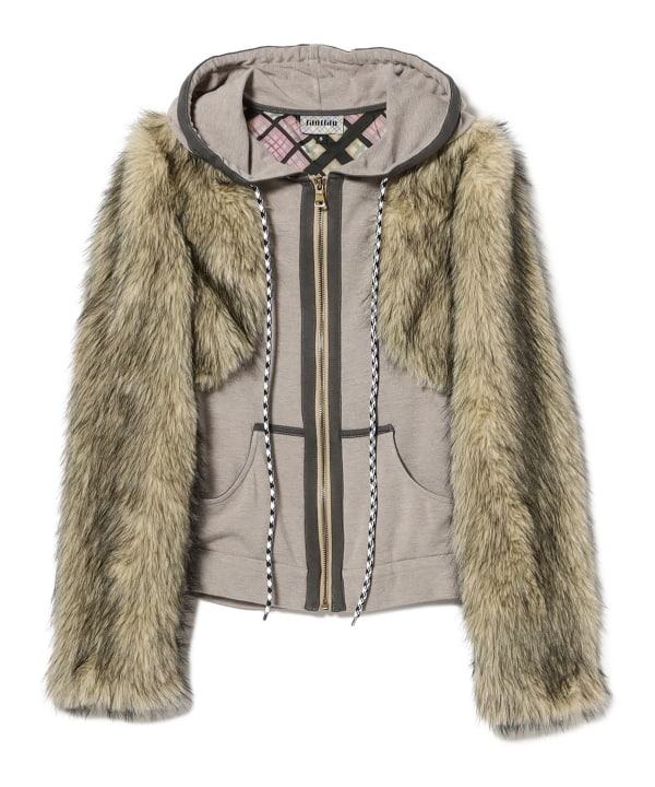 taottao / Faux Fur Tracksuit Jacket