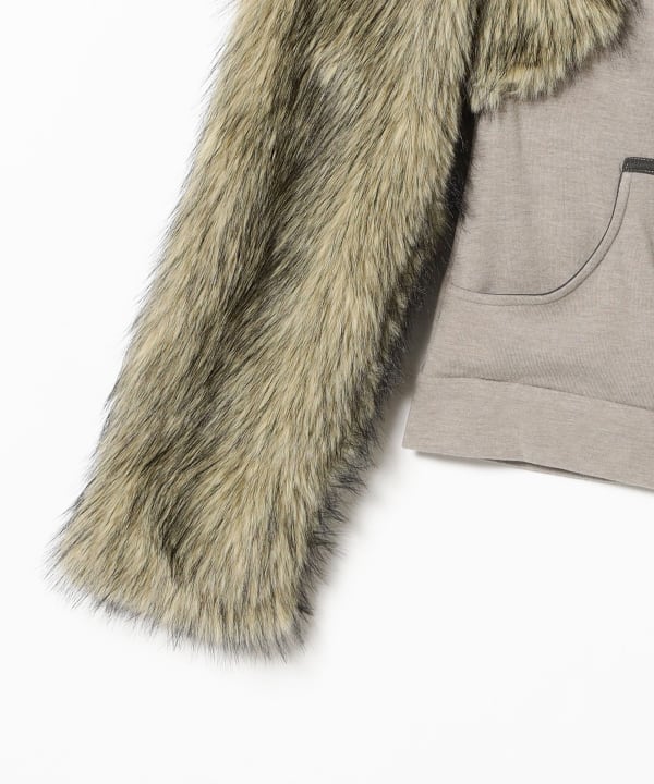 taottao / Faux Fur Tracksuit Jacket