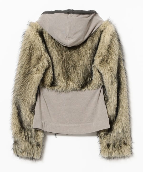 taottao / Faux Fur Tracksuit Jacket