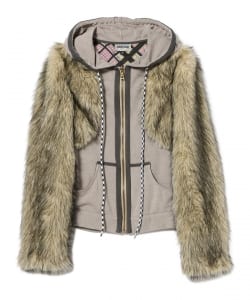 taottao / Faux Fur Tracksuit Jacket