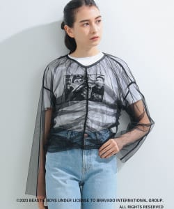 Ray BEAMS / 女裝 透膚 褶皺 長袖 T恤