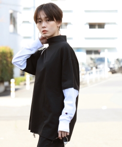 Champion × Ray BEAMS / 別注 レイヤード ボトルネック ロングスリーブＴシャツ