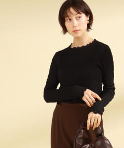 Ray BEAMS / シャーリング ボトルネック Tシャツ