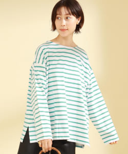 Ray BEAMS / ボーダー ロングスリーブ ビッグ Tシャツ