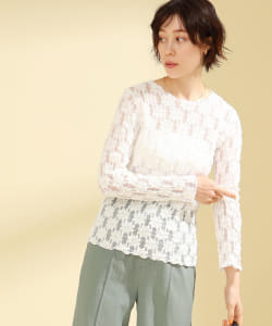 Ray BEAMS / 女裝 花卉 蕾絲 長袖 T恤