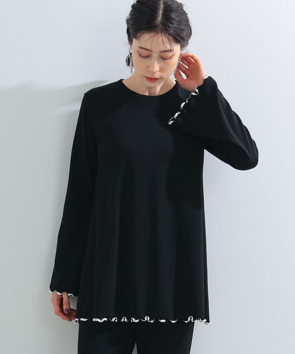 RAY BEAMS◇×FUMIE＝TANAKA/23AW/エンドフレアパンツ/2/ウール/BLK