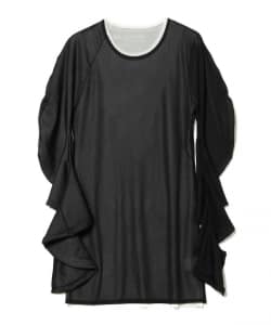 ○77 circa / asymmetry deformation sleeve tulle doubleface top