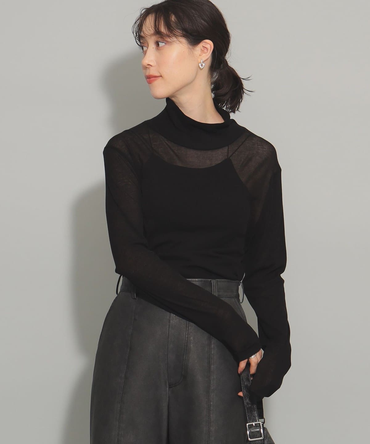 ガーゼ フライス タートルネック トップス Tシャツ・カットソー WOMEN BLACK ONE SIZE ガーゼ フライス タートルネック トップス Tシャツ・カットソー WOMEN BLACK ONE SIZE