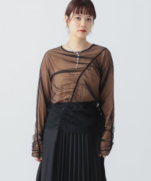 送料無料 ギフト BEAMS) (Ray BEAMS Ray RBS Top Gathered Asymmetric Tulle / ベスト/ジレ