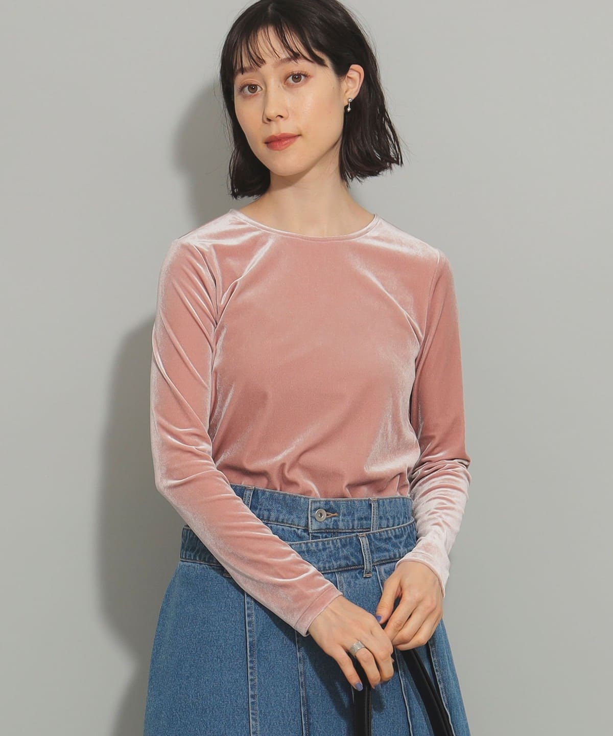 Ray BEAMS（レイ ビームス）ストレッチ ベロア クルーネック Tシャツ（Tシャツ・カットソー Tシャツ）通販｜BEAMS