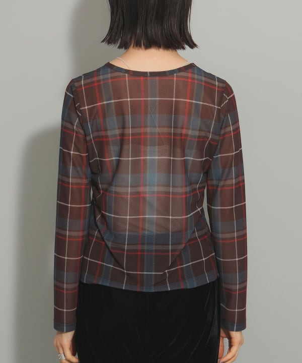 Ray BEAMS Ray BEAMS Check Crew Neck Top (T-shirts, Cut and