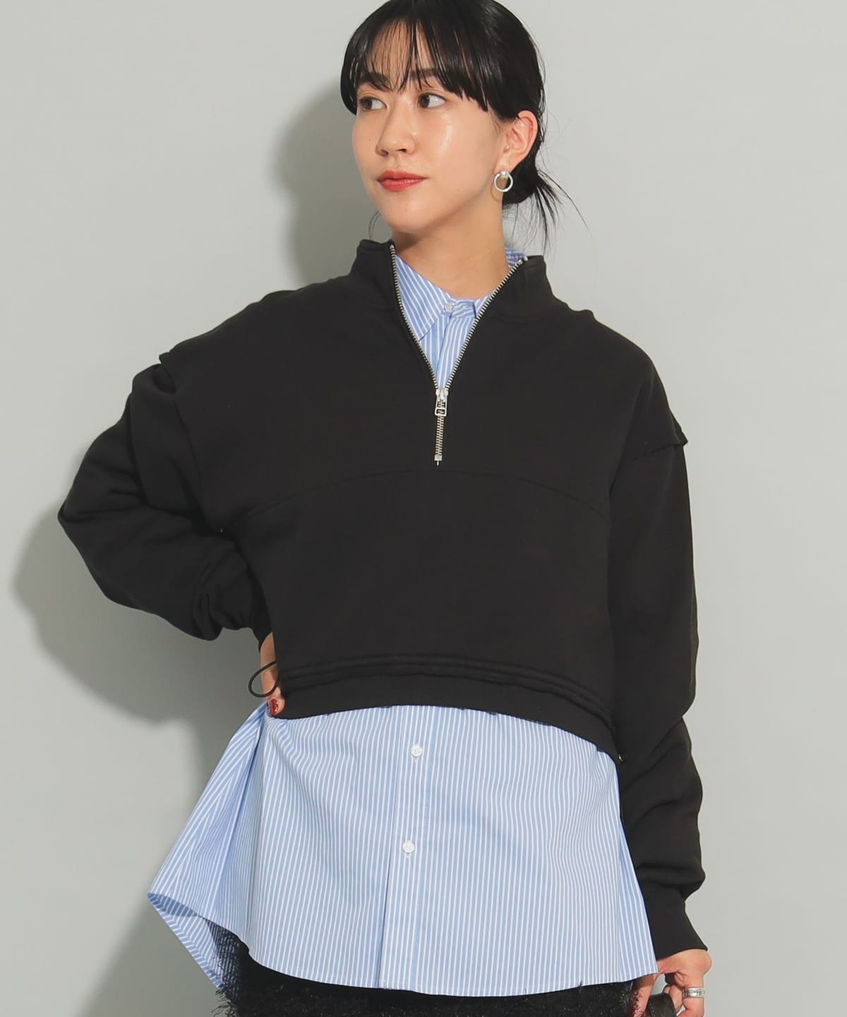【タイムセール】スウェット ハーフジップ ハイネック プルオーバー トップス WOMEN BLACK ONE SIZE 【タイムセール】スウェット ハーフジップ ハイネック プルオーバー トップス WOMEN BLACK ONE SIZE