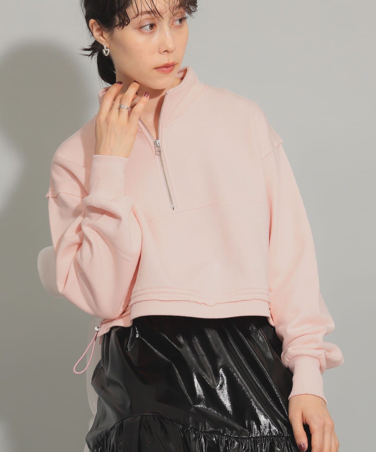 【タイムセール】スウェット ハーフジップ ハイネック プルオーバー トップス WOMEN PINK ONE SIZE 【タイムセール】スウェット ハーフジップ ハイネック プルオーバー トップス WOMEN PINK ONE SIZE