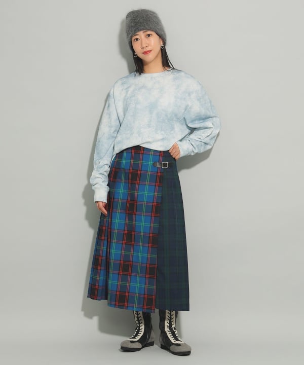 Ray BEAMS (Ray BEAMS) Spray Print Sweat Crew Neck (Tops