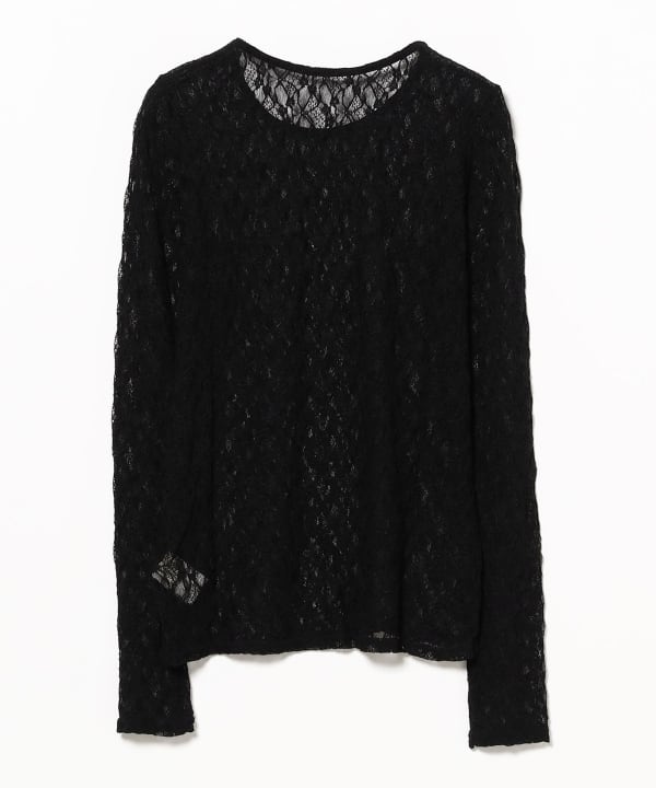 Ray BEAMS（レイ ビームス）ストレッチ レース クルーネック T