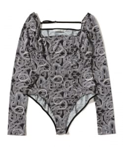 JOHN LAWRENCE SULLIVAN / ALL OVER PRINT FLONT STRAP BODY SUIT TOP