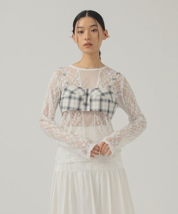 BEAMS COUTURE ロングシャツ 羽織 フリル レース vintage レディース