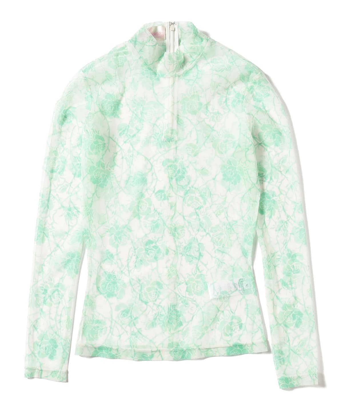 VIVIANO / Printed Mesh Tops トップス WOMEN WHITE×GREEN M VIVIANO / Printed Mesh Tops トップス WOMEN WHITE×GREEN M