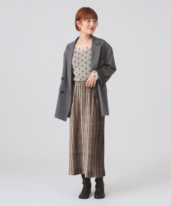 Ray BEAMS トップス Ray BEAMS（レイ ビームス）フロッキー プリント シアー