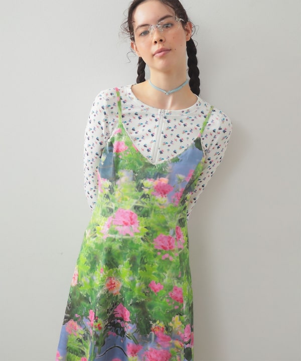 Ray BEAMS ライムグリーン クロップドカーディガン BEAMS WOMEN｜クロップド ジップ Vネック カーディガン 綺麗め