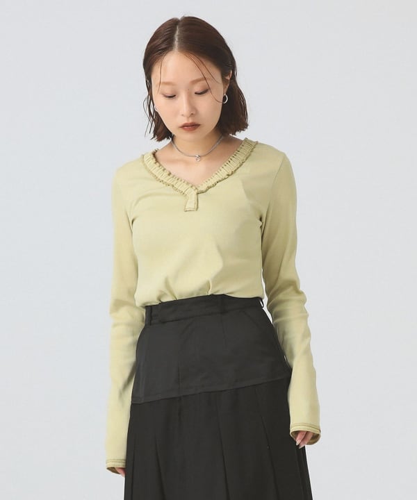 トップス v Ray BEAMS（レイ ビームス）ギャザー ブレード Vネック トップス