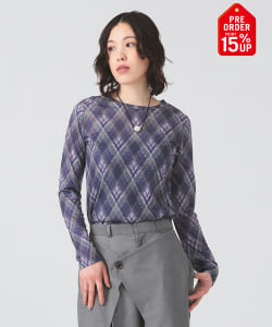 【+15%ポイントUP】アーガイルプリント クルーネック トップス