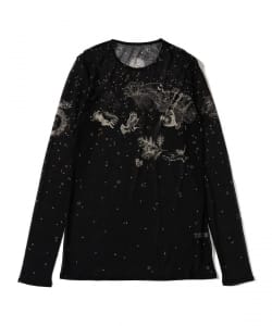 beautiful people / sheer R.P.S print jersey crew neck top
