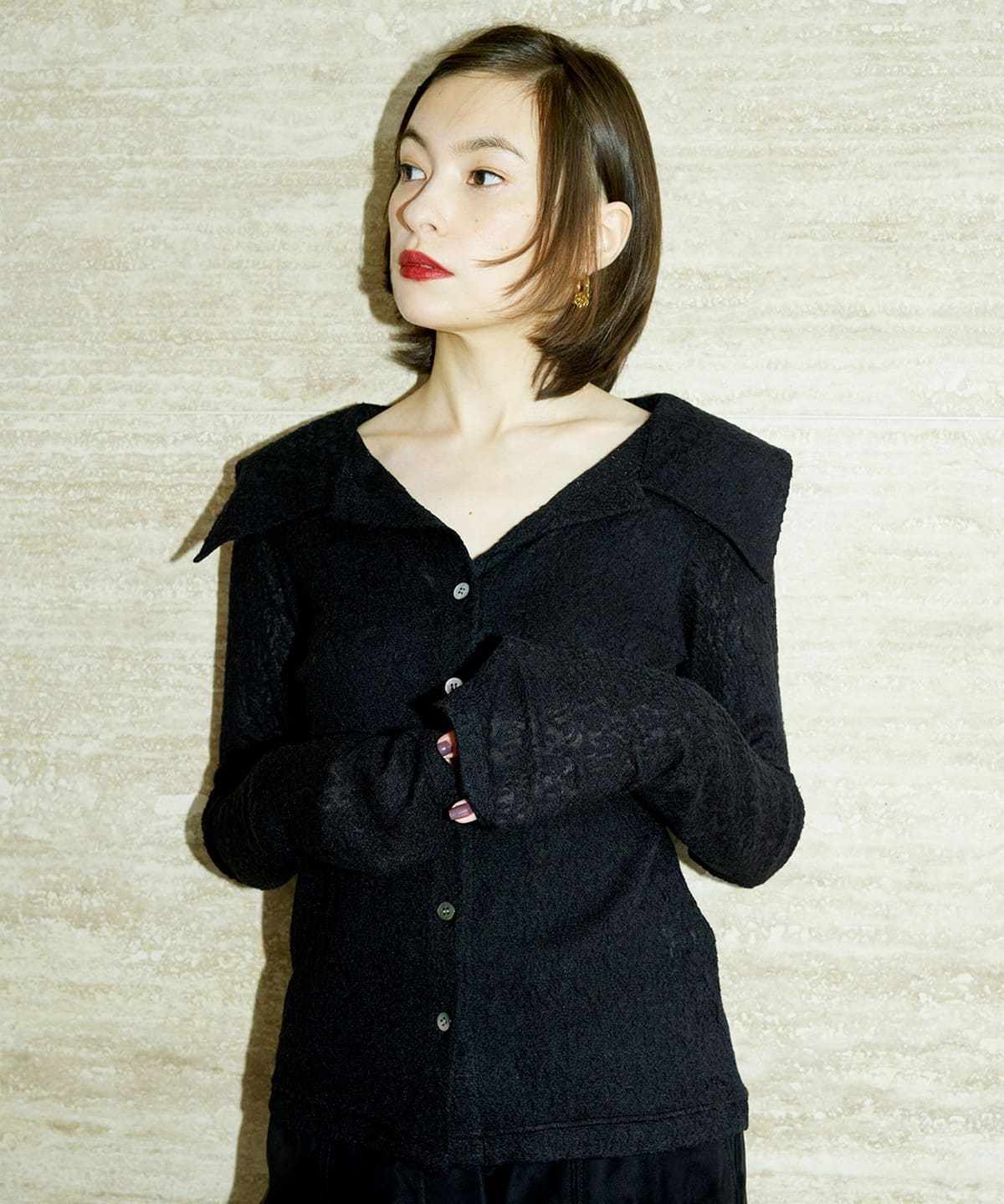 RBS アールビーエス / カットレース ビッグカラー シャツ シャツ・ブラウス WOMEN BLACK ONE SIZE RBS アールビーエス / カットレース ビッグカラー シャツ シャツ・ブラウス WOMEN BLACK ONE SIZE