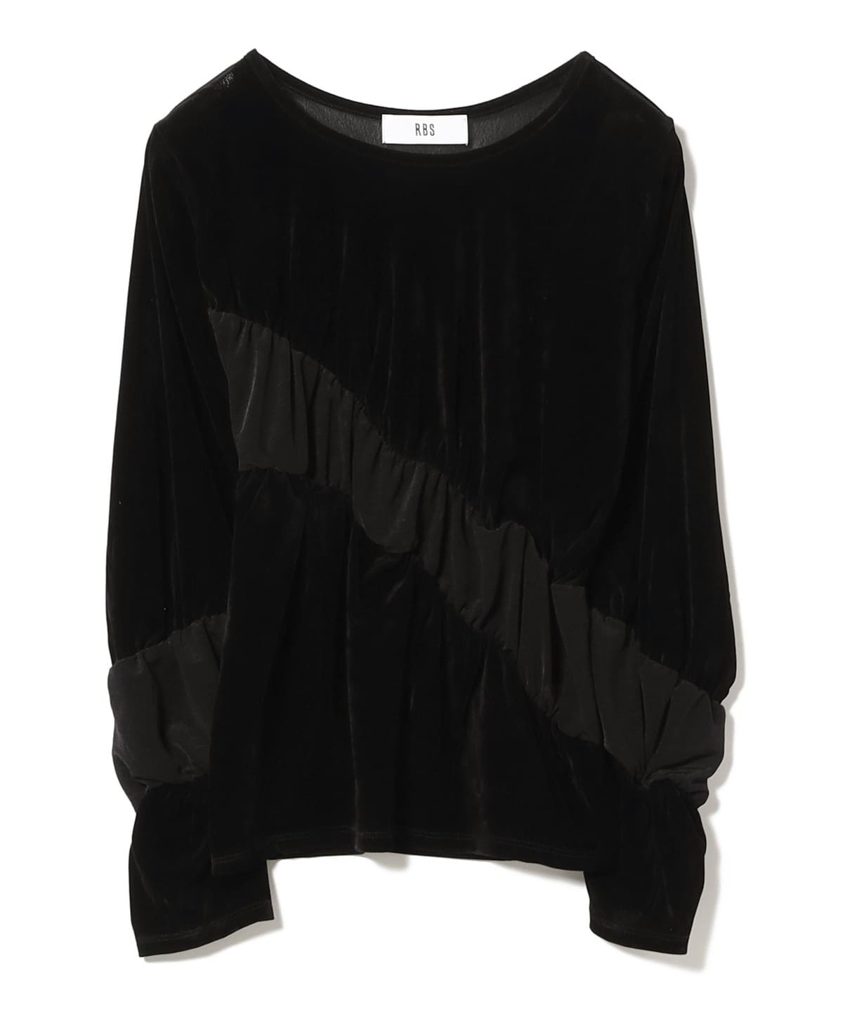 RBS アールビーエス / ベロア ライン ギャザー Tシャツ Tシャツ・カットソー WOMEN BLACK ONE SIZE RBS アールビーエス / ベロア ライン ギャザー Tシャツ Tシャツ・カットソー WOMEN BLACK ONE SIZE