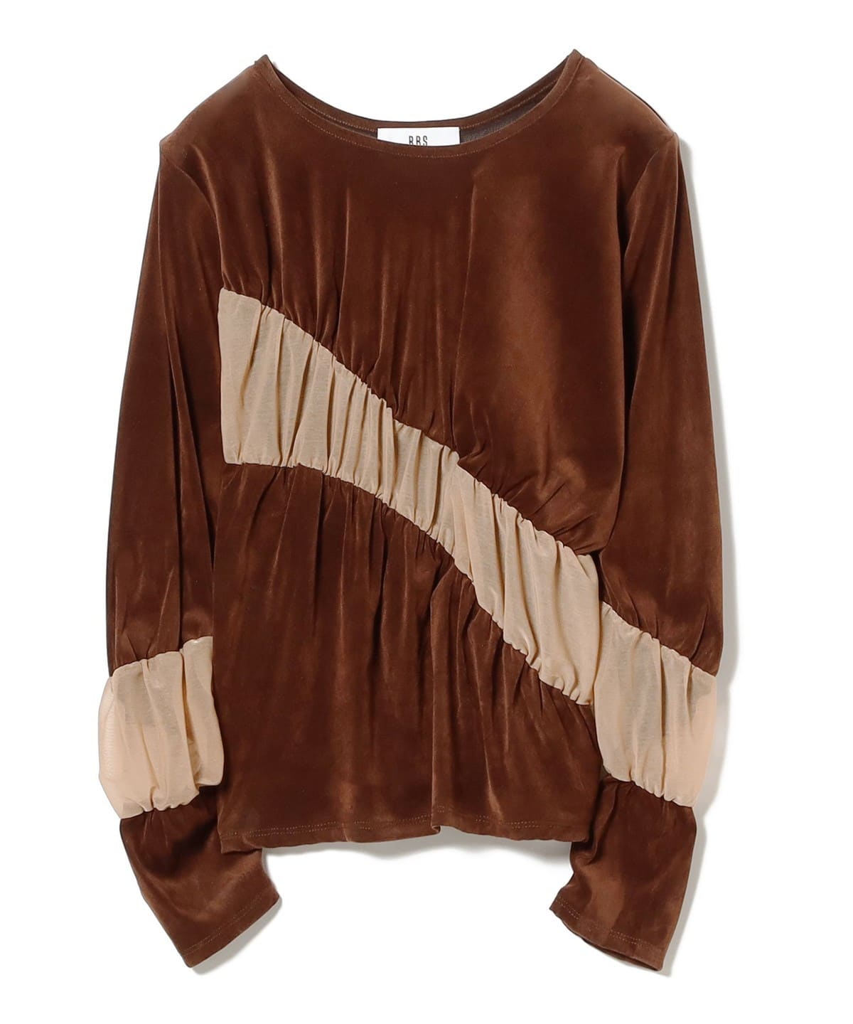 RBS アールビーエス / ベロア ライン ギャザー Tシャツ Tシャツ・カットソー WOMEN BROWN ONE SIZE RBS アールビーエス / ベロア ライン ギャザー Tシャツ Tシャツ・カットソー WOMEN BROWN ONE SIZE