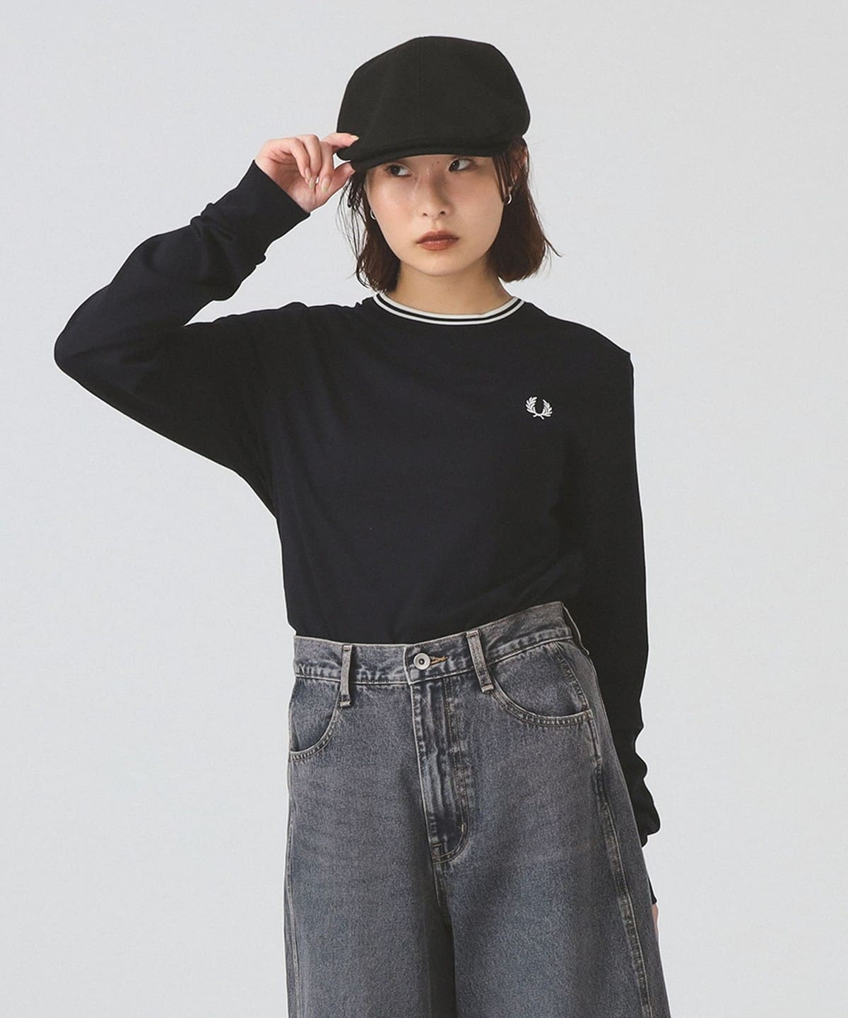 FRED PERRY フレッド ペリー / Twin Tipped Long Sleeve T-Shirt Tシャツ・カットソー WOMEN NAVY S FRED PERRY フレッド ペリー / Twin Tipped Long Sleeve T-Shirt Tシャツ・カットソー WOMEN NAVY S