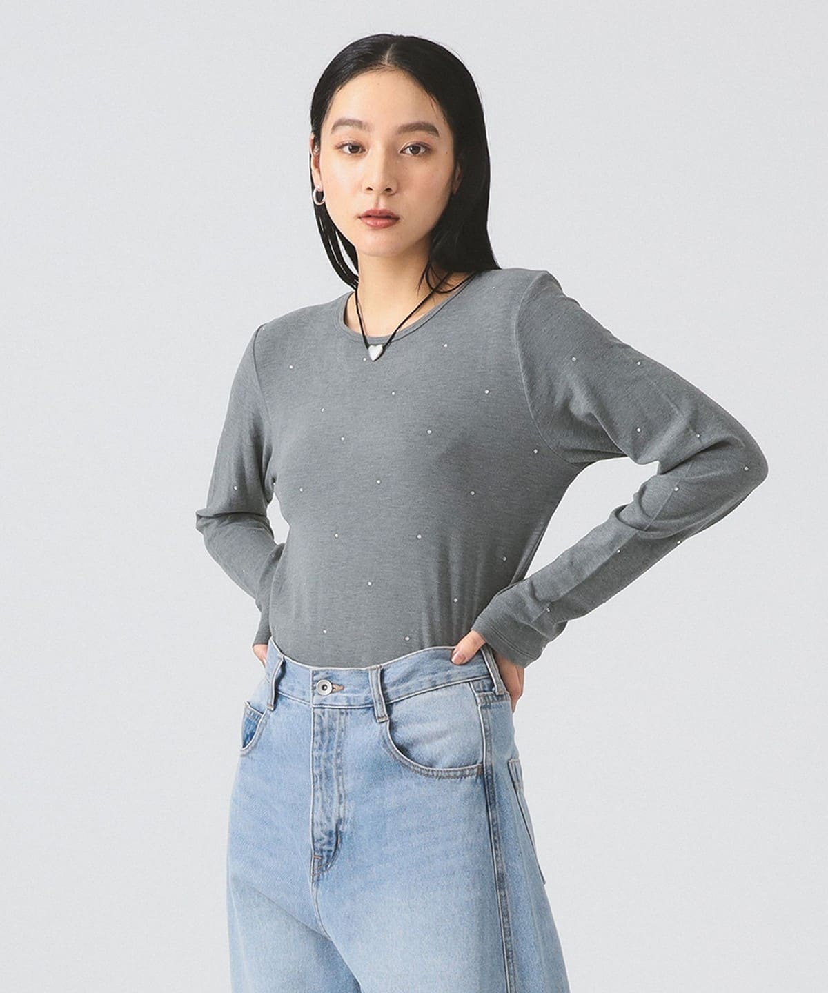 ホットフィックス クルーネック カットソー Tシャツ・カットソー WOMEN GREY ONE SIZE ホットフィックス クルーネック カットソー Tシャツ・カットソー WOMEN GREY ONE SIZE