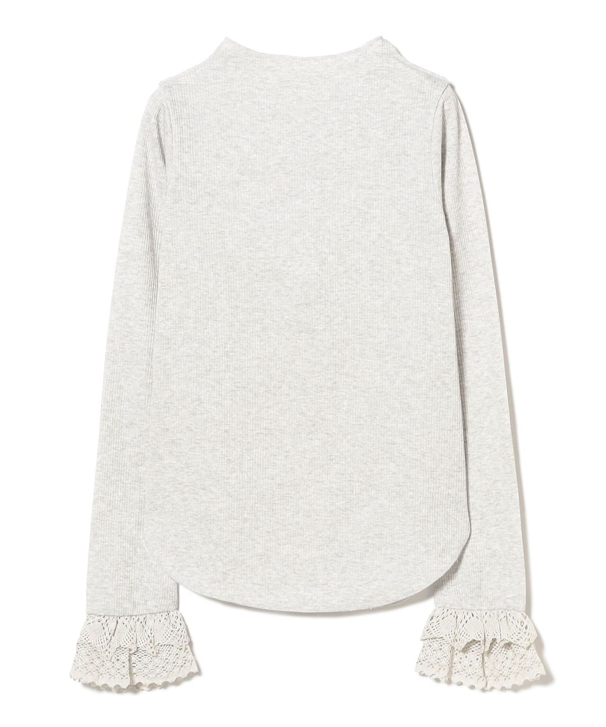 RhodolirioN / Ribbed Lace Cuff Pullover Tee Tシャツ・カットソー WOMEN GREY 0 RhodolirioN / Ribbed Lace Cuff Pullover Tee Tシャツ・カットソー WOMEN GREY 0