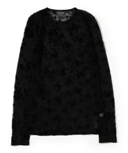beautiful people / sheer flower flocky PT crew neck top