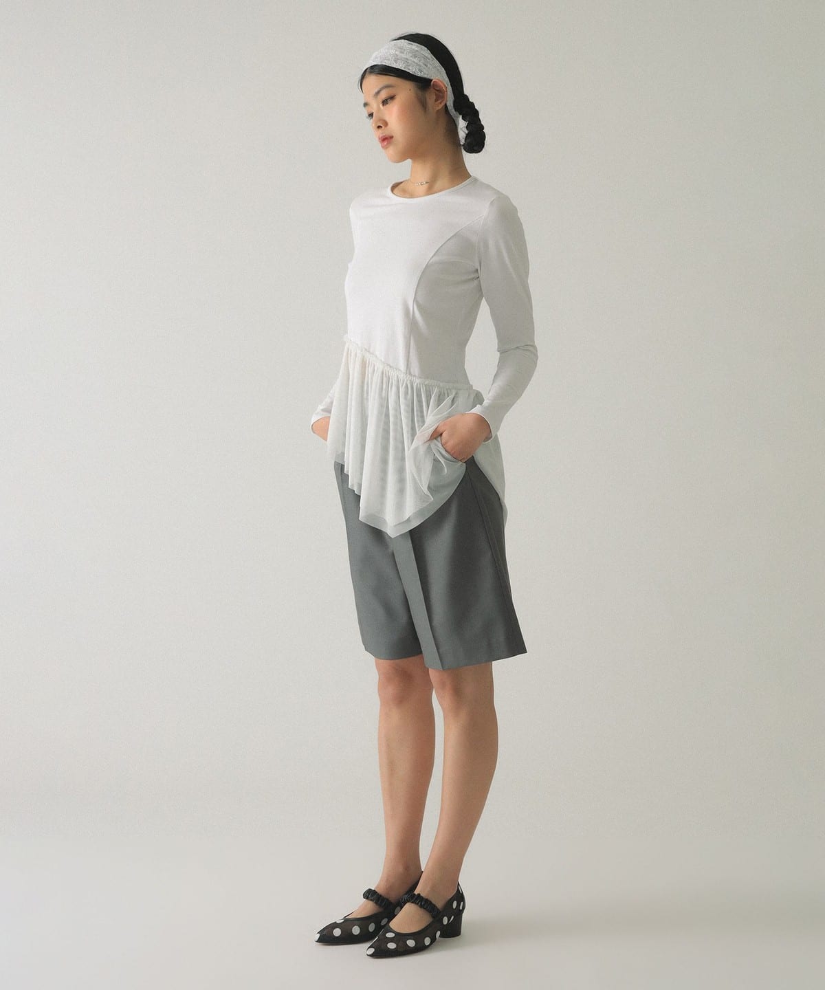 Ray beams チュール キリカエ アシンメトリー ヘム Tシャツ Ray BEAMS（レイ ビームス）チュール キリカエ アシンメトリー ヘム T