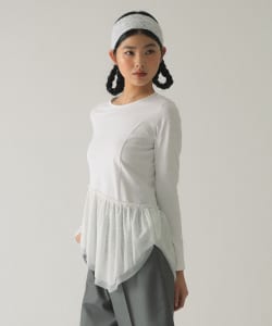 チュール キリカエ アシンメトリー ヘム Tシャツ