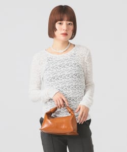 【+10%ポイントUP】ジャカード レース クルーネック Tシャツ